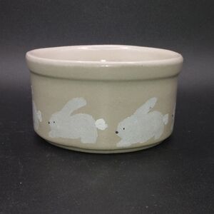 Robinson Ransbottom Handpainted Rabbits Stoneware Small Crock 2 Inch Spring